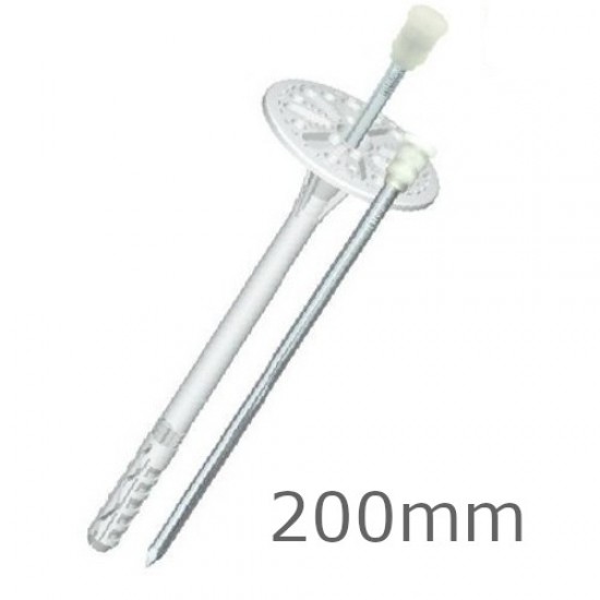 200mm LMX10 - External Wall Insulated Render Board Fixing with Metal Pin - Pack of 200. 200mm LMX10 - External Wall Insulated Render Board Fixing with Metal Pin - Pack of 200.