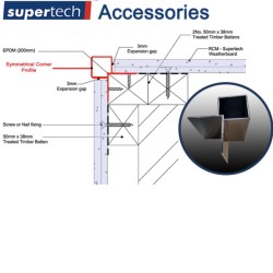 Supertech Aluminium External Symmetrical Corner Profile - 3m length