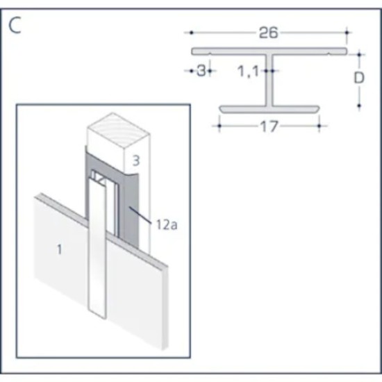 Aluminium Rockpanel Profile C - Joint Cover Profile - 3055mm Length Aluminium Rockpanel Profile C - Joint Cover Profile - 3055mm Length
