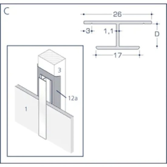 Aluminium Rockpanel Profile C - Joint Cover Profile - 3055mm Length