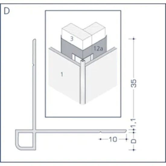 Aluminium Rockpanel Profile D - Outer Corner Profile - 3055mm Length Aluminium Rockpanel Profile D - Outer Corner Profile - 3055mm Length