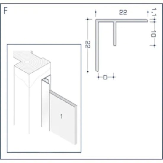 Aluminium Rockpanel Profile F - Corner Jointing Profile - 3055mm Length