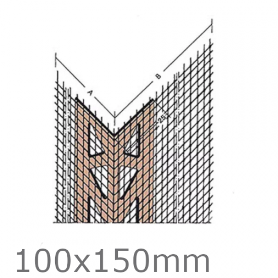 100x150mm Mesh Wing Aluminium Corner Profile - 2.5m length (pack of 50).