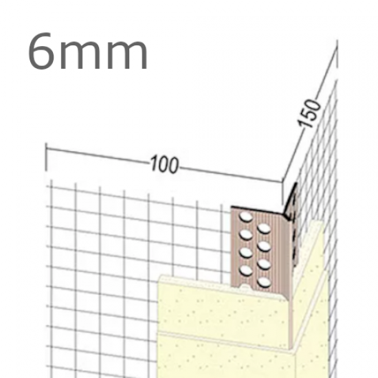 6mm Mesh Wing PVC Corner Profile with Extended Arris - 100x150mm Wings - 2.5m length (pack of 50). 6mm Mesh Wing PVC Corner Profile with Extended Arris - 100x150mm Wings - 2.5m length (pack of 50).
