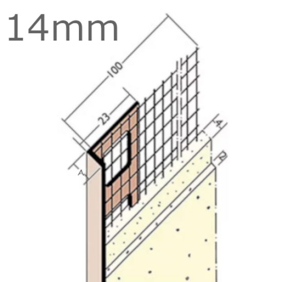 14mm PVC Mesh Wing Render Stop Bead - 2.5m length. 14mm PVC Mesh Wing Render Stop Bead - 2.5m length.