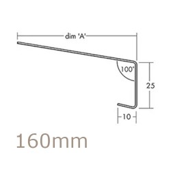 160mm Aluminium Window Sill Extension WEC 761 (with Full End Caps - pair) - 2.5m Length