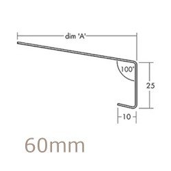 60mm Aluminium Window Sill Extension WEC 761 (with Full End Caps - pair) - 2.5m Length