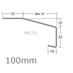 100mm Aluminium Window Sill Extension WEC 751 (with Full End Caps - pair) - 2.5m Length