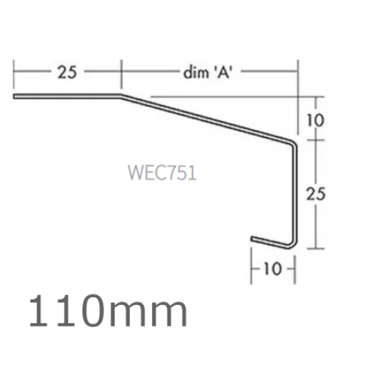 110mm Aluminium Window Sill Extension WEC 751 (with Full End Caps - pair) - 2.5m Length