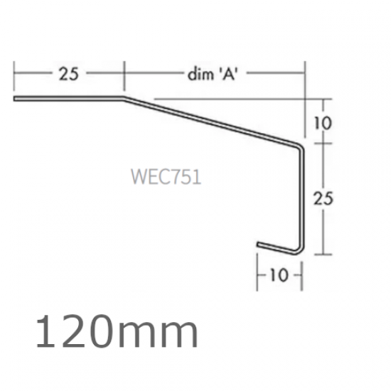 120mm Aluminium Window Sill Extension WEC 751 (with Full End Caps - pair) - 2.5m Length