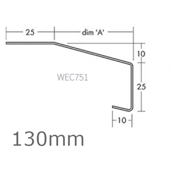 130mm Aluminium Window Sill Extension WEC 751 (with Full End Caps - pair) - 2.5m Length