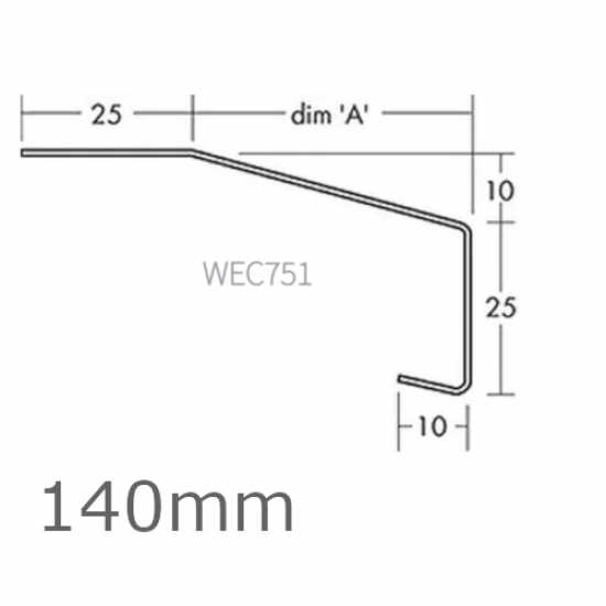 140mm Aluminium Window Sill Extension WEC 751 (with Full End Caps - pair) - 2.5m Length