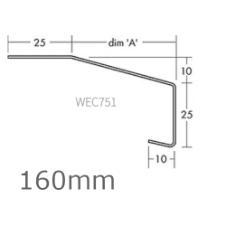 160mm Aluminium Window Sill Extension WEC 751 (with Full End Caps - pair) - 2.5m Length
