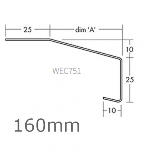 160mm Aluminium Window Sill Extension WEC 751 (with Full End Caps - pair) - 2.5m Length