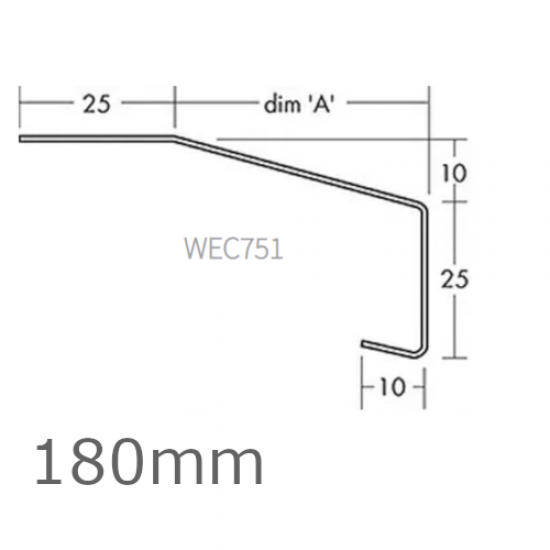 180mm Aluminium Window Sill Extension WEC 751 (with Full End Caps - pair) - 2.5m Length