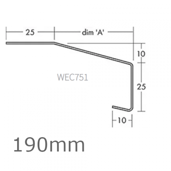 190mm Aluminium Window Sill Extension WEC 751 (with Full End Caps - pair) - 2.5m Length