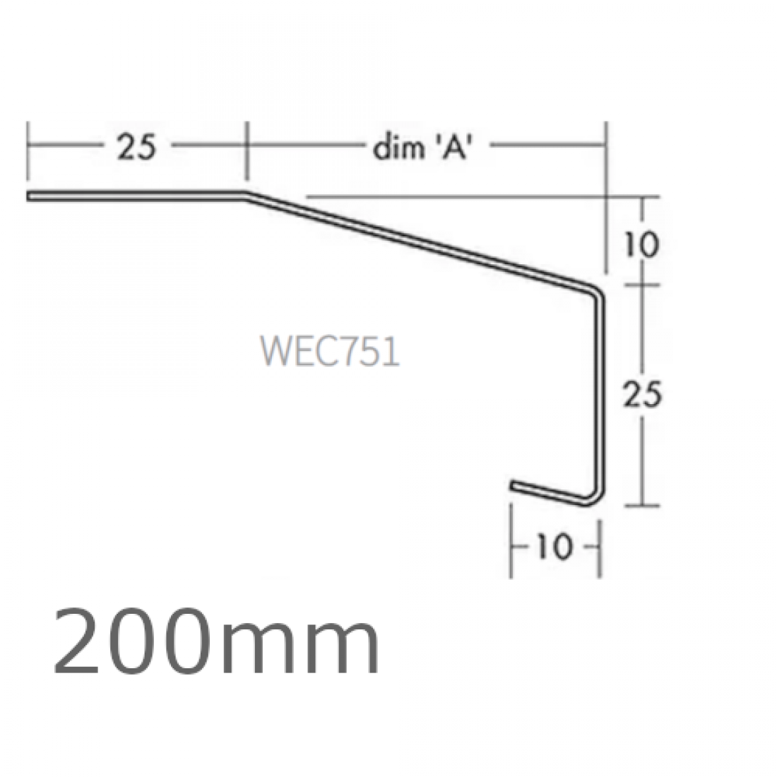 200mm Aluminium Window Sill Extension WEC 751 (with Full End Caps