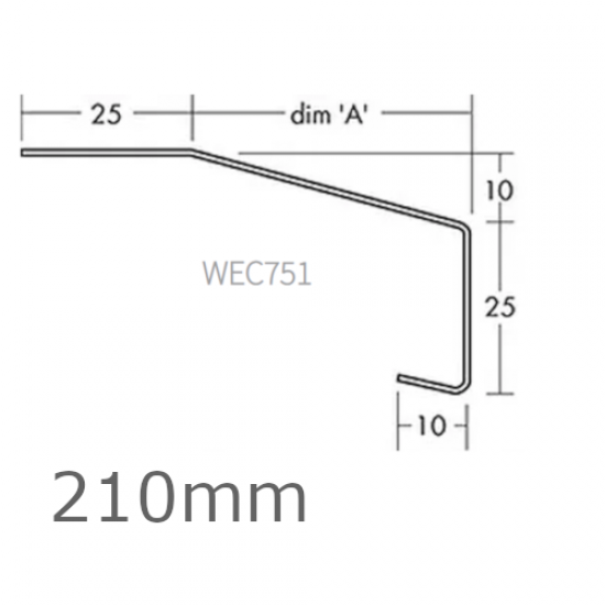 210mm Aluminium Window Sill Extension WEC 751 (with Full End Caps - pair) - 2.5m Length