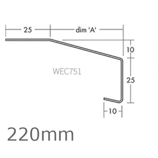 220mm Aluminium Window Sill Extension WEC 751 (with Full End Caps - pair) - 2.5m Length