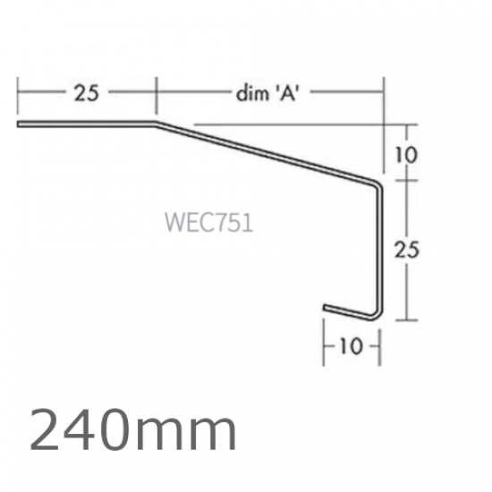 240mm Aluminium Window Sill Extension WEC 751 (with Full End Caps - pair) - 2.5m Length
