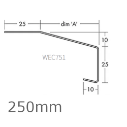 250mm Aluminium Window Sill Extension WEC 751 (with Full End Caps - pair) - 2.5m Length