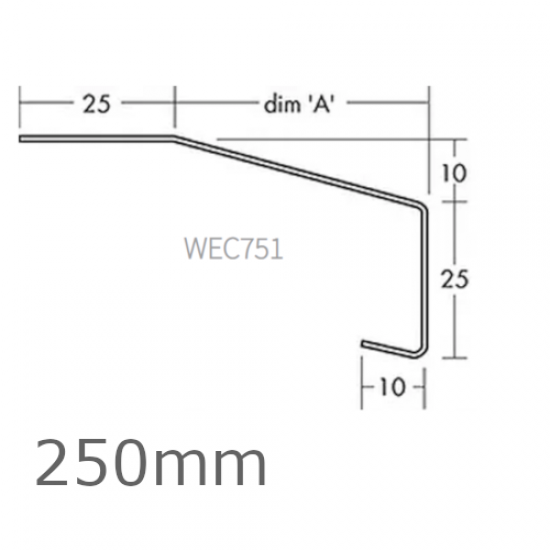 250mm Aluminium Window Sill Extension WEC 751 (with Full End Caps - pair) - 2.5m Length