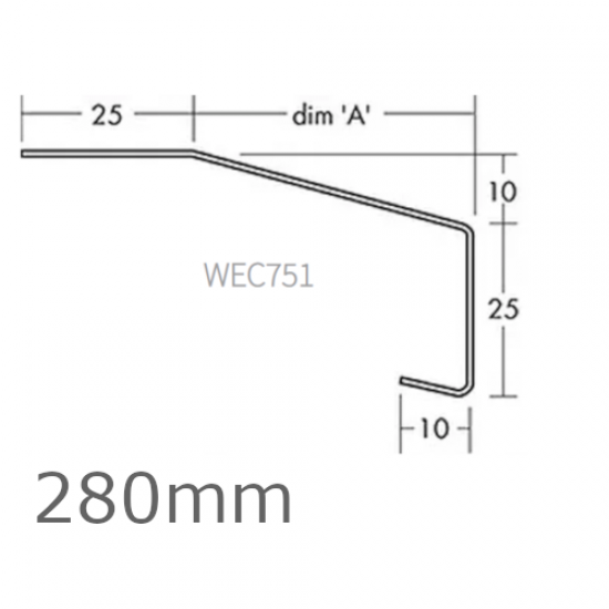 280mm Aluminium Window Sill Extension WEC 751 (with Full End Caps - pair) - 2.5m Length