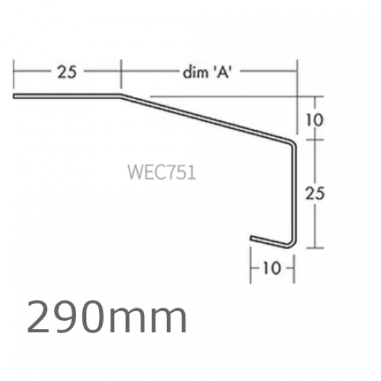 290mm Aluminium Window Sill Extension WEC 751 (with Full End Caps - pair) - 2.5m Length