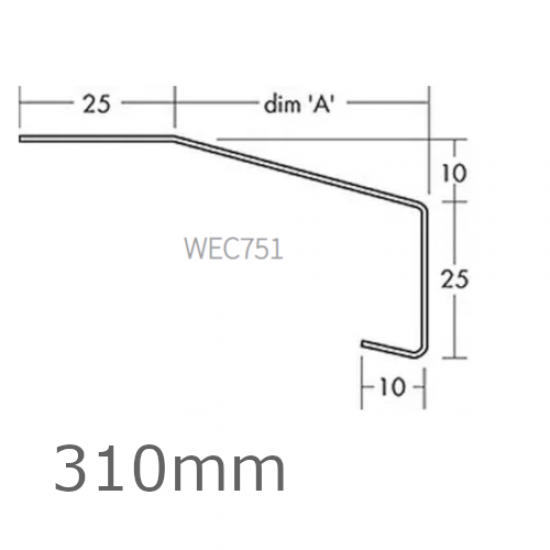 310mm Aluminium Window Sill Extension WEC 751 (with Full End Caps - pair) - 2.5m Length