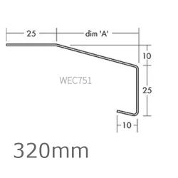 320mm Aluminium Window Sill Extension WEC 751 (with Full End Caps - pair) - 2.5m Length
