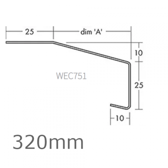 320mm Aluminium Window Sill Extension WEC 751 (with Full End Caps - pair) - 2.5m Length