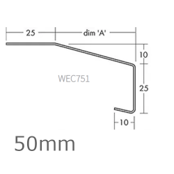 50mm Aluminium Window Sill Extension WEC 751 (with Full End Caps - pair) - 2.5m Length