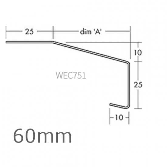 60mm Aluminium Window Sill Extension WEC 751 (with Full End Caps - pair) - 2.5m Length