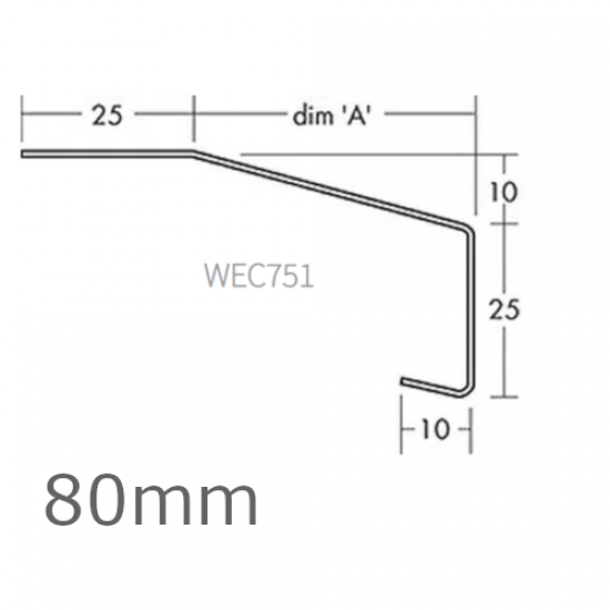 80mm Aluminium Window Sill Extension WEC 751 (with Full End Caps - pair) - 2.5m Length