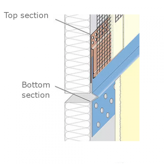 Render Only Compression Joint Profile - PVC Top Section with Mesh Wing (pack of 10). - 2.5m length